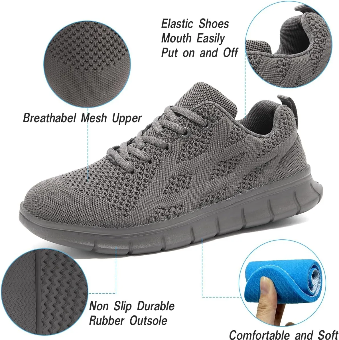 Mens Running Shoes Slip On Sneakers Walking Tennis Gym Athletic Sports Fashion Casual Breathable Shoes