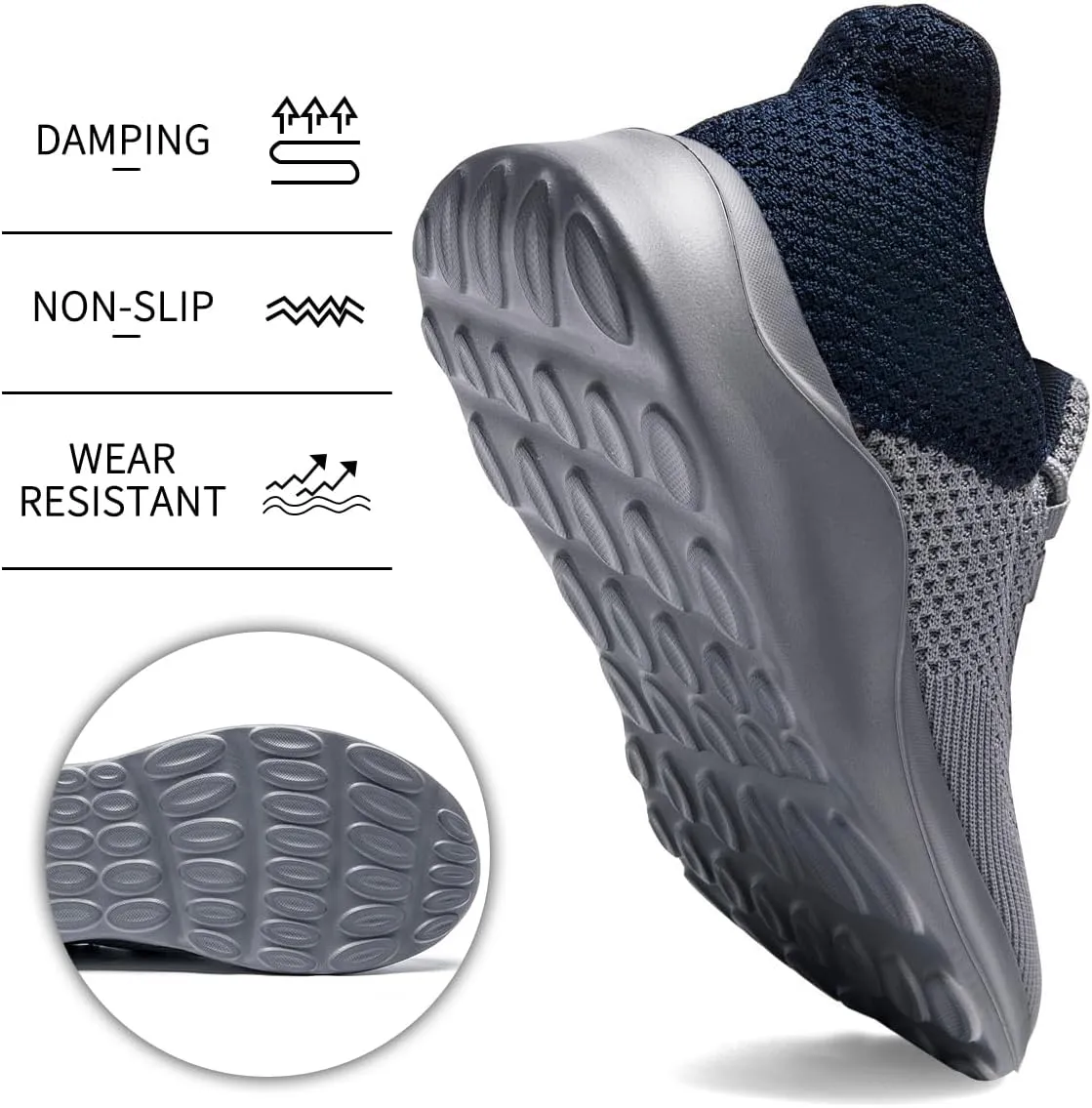 Mens Running Shoes Slip On Sneakers Walking Tennis Shoes Gym Athletic Sports Fashion Casual Breathable