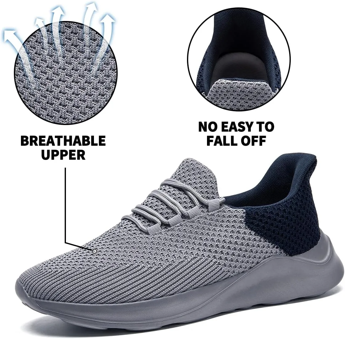 Mens Running Shoes Slip On Sneakers Walking Tennis Shoes Gym Athletic Sports Fashion Casual Breathable