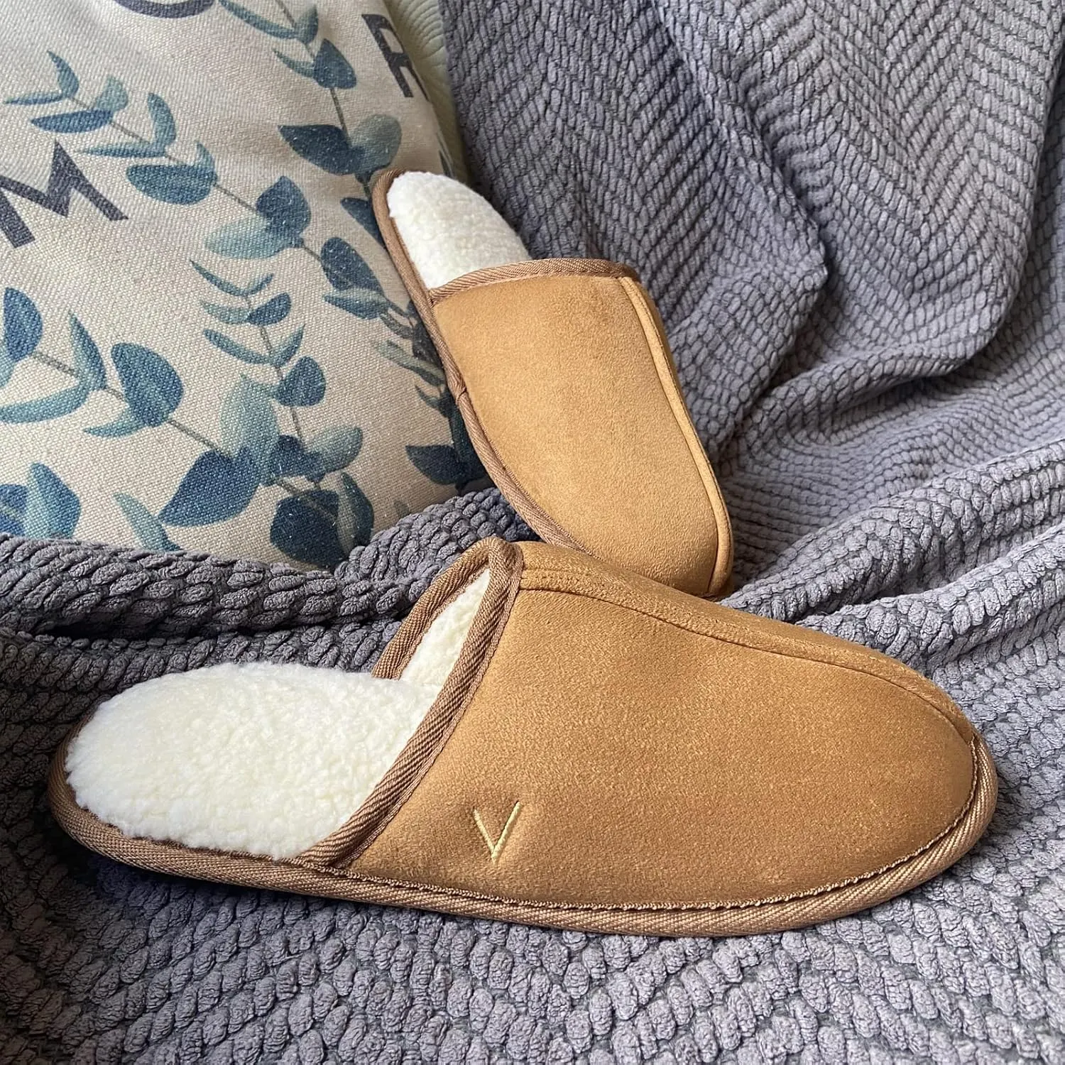 Mens Scuff Slippers Micro Suede Memory Foam Slide Clogs Slip on Indoor Outdoor House Shoes