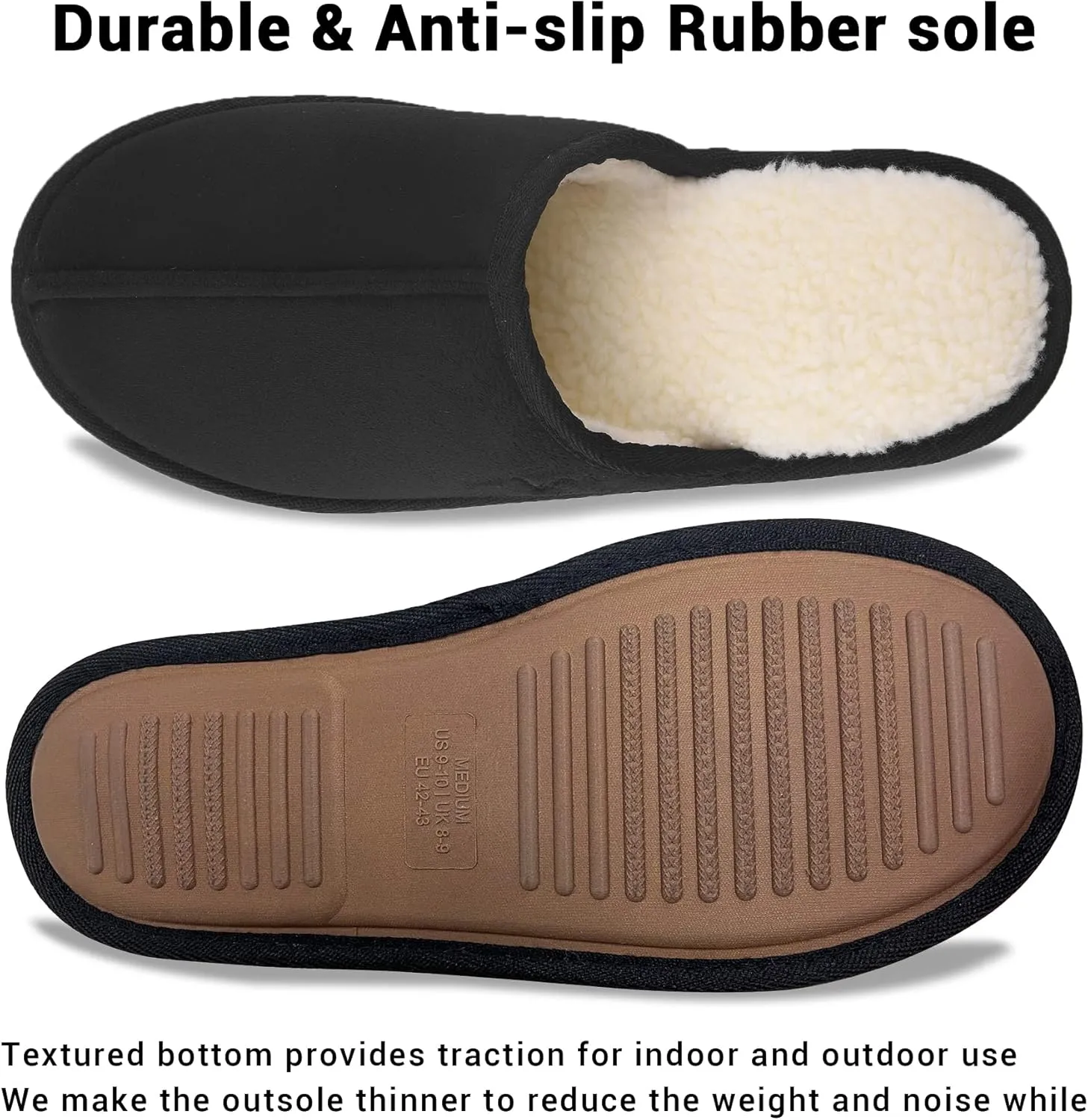 Mens Scuff Slippers Micro Suede Memory Foam Slide Clogs Slip on Indoor Outdoor House Shoes