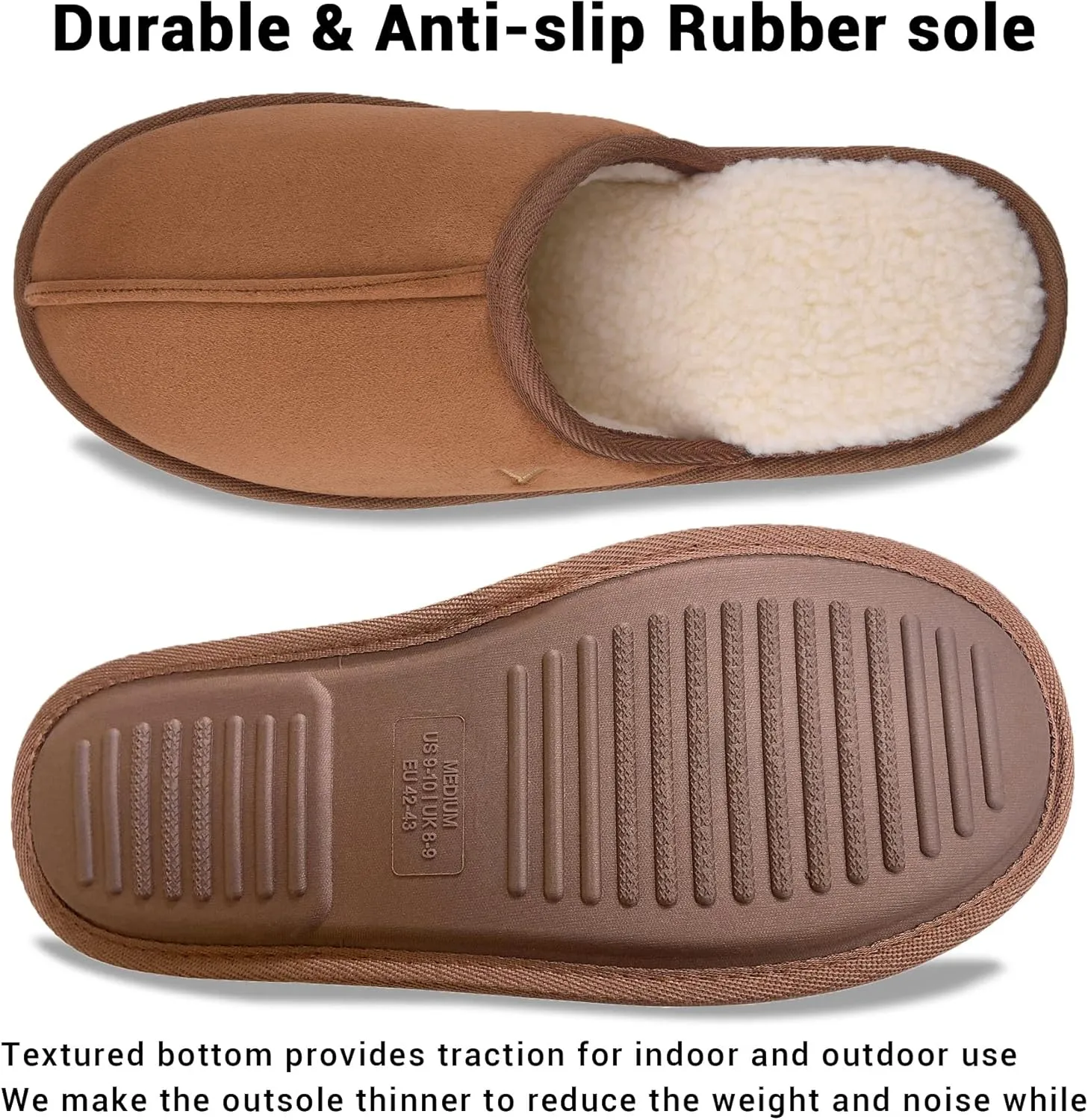 Mens Scuff Slippers Micro Suede Memory Foam Slide Clogs Slip on Indoor Outdoor House Shoes