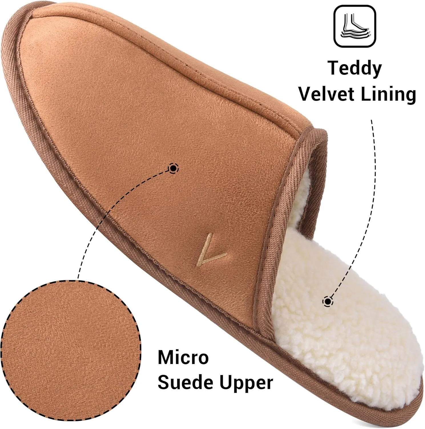 Mens Scuff Slippers Micro Suede Memory Foam Slide Clogs Slip on Indoor Outdoor House Shoes