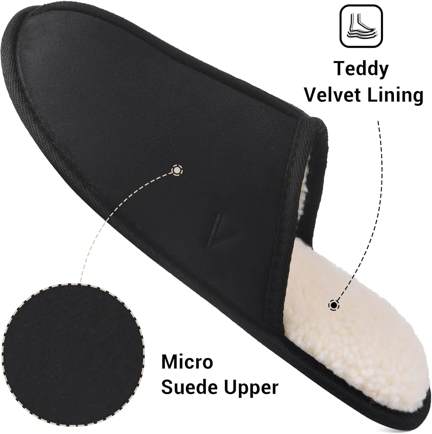 Mens Scuff Slippers Micro Suede Memory Foam Slide Clogs Slip on Indoor Outdoor House Shoes
