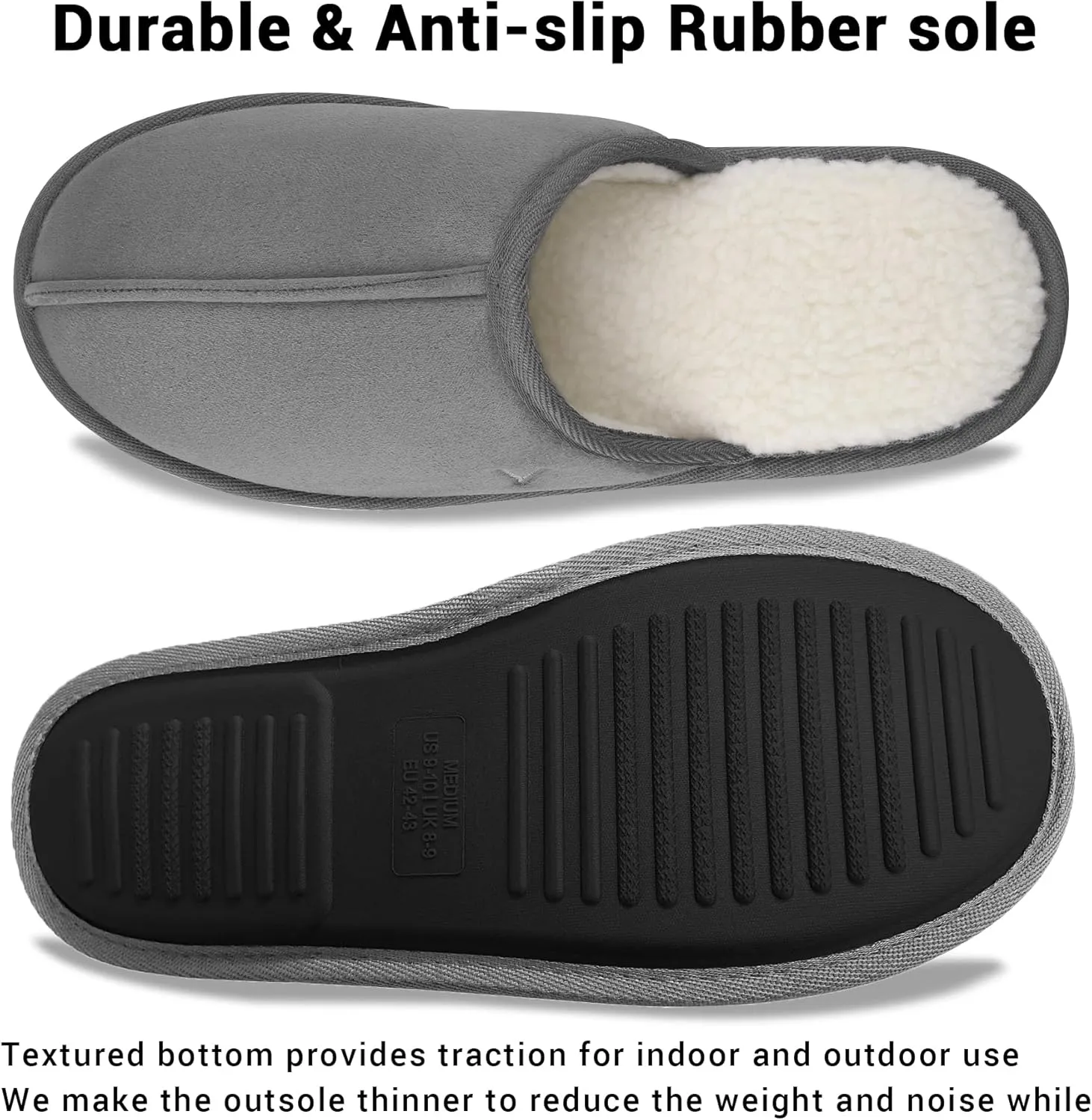 Mens Scuff Slippers Micro Suede Memory Foam Slide Clogs Slip on Indoor Outdoor House Shoes