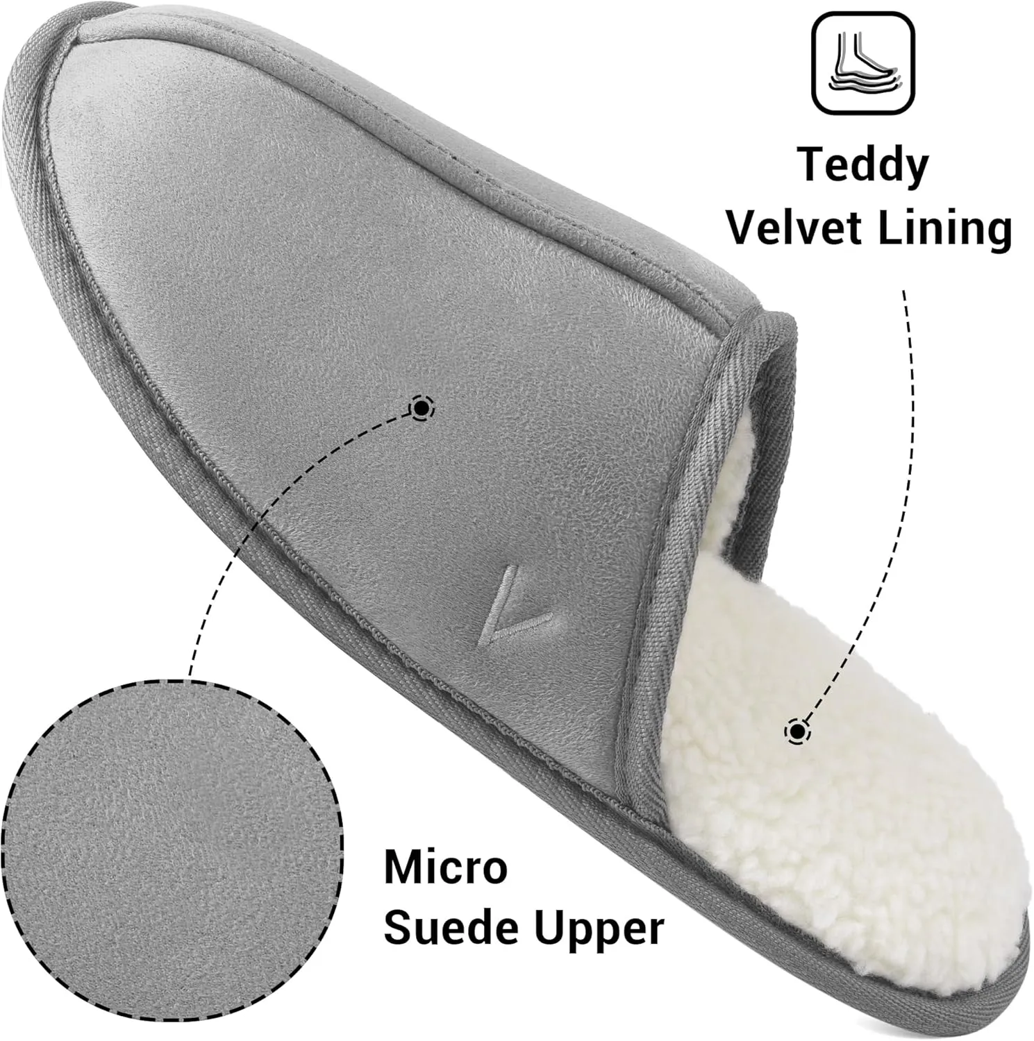 Mens Scuff Slippers Micro Suede Memory Foam Slide Clogs Slip on Indoor Outdoor House Shoes