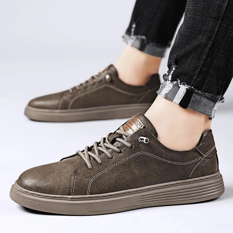 Men's Skateboarding Shoes, Leather, Breathable, Anti-Skid, Spring/Summer/Autumn
