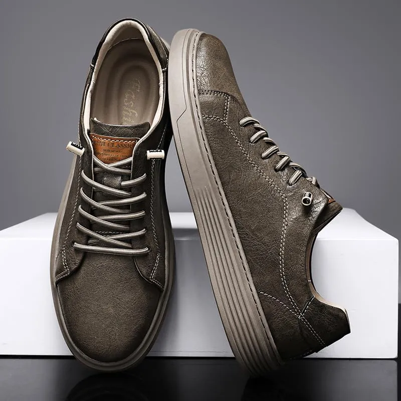 Men's Skateboarding Shoes, Leather, Breathable, Anti-Skid, Spring/Summer/Autumn
