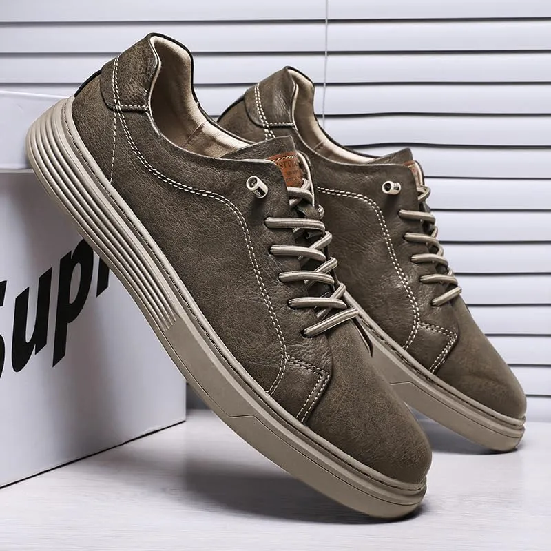Men's Skateboarding Shoes, Leather, Breathable, Anti-Skid, Spring/Summer/Autumn