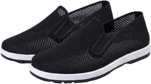 Mens Slip-On Breathable Mesh Martial Arts Old Chinese Beijing Cloth Shoes, Lightweight Non-Slip Comfortable Outdoor Fashion Breathable Rubber Sole, for Judo, Parkour, Park, Parkour