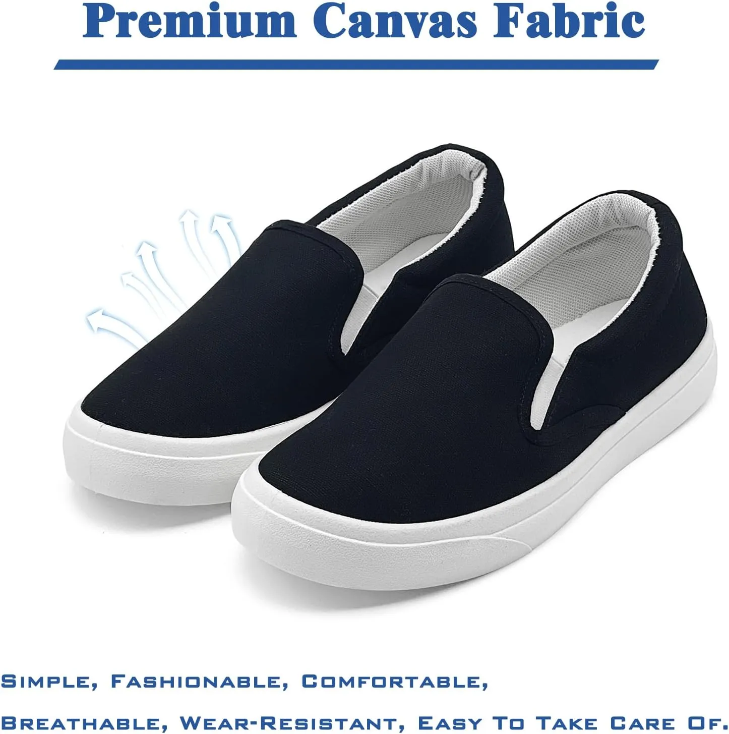 Men's Slip On Loafers Classic Canvas Shoes Casual Comfortable Flat Leisure Vintage Breathable Lightweight Dress Walking Sneakers