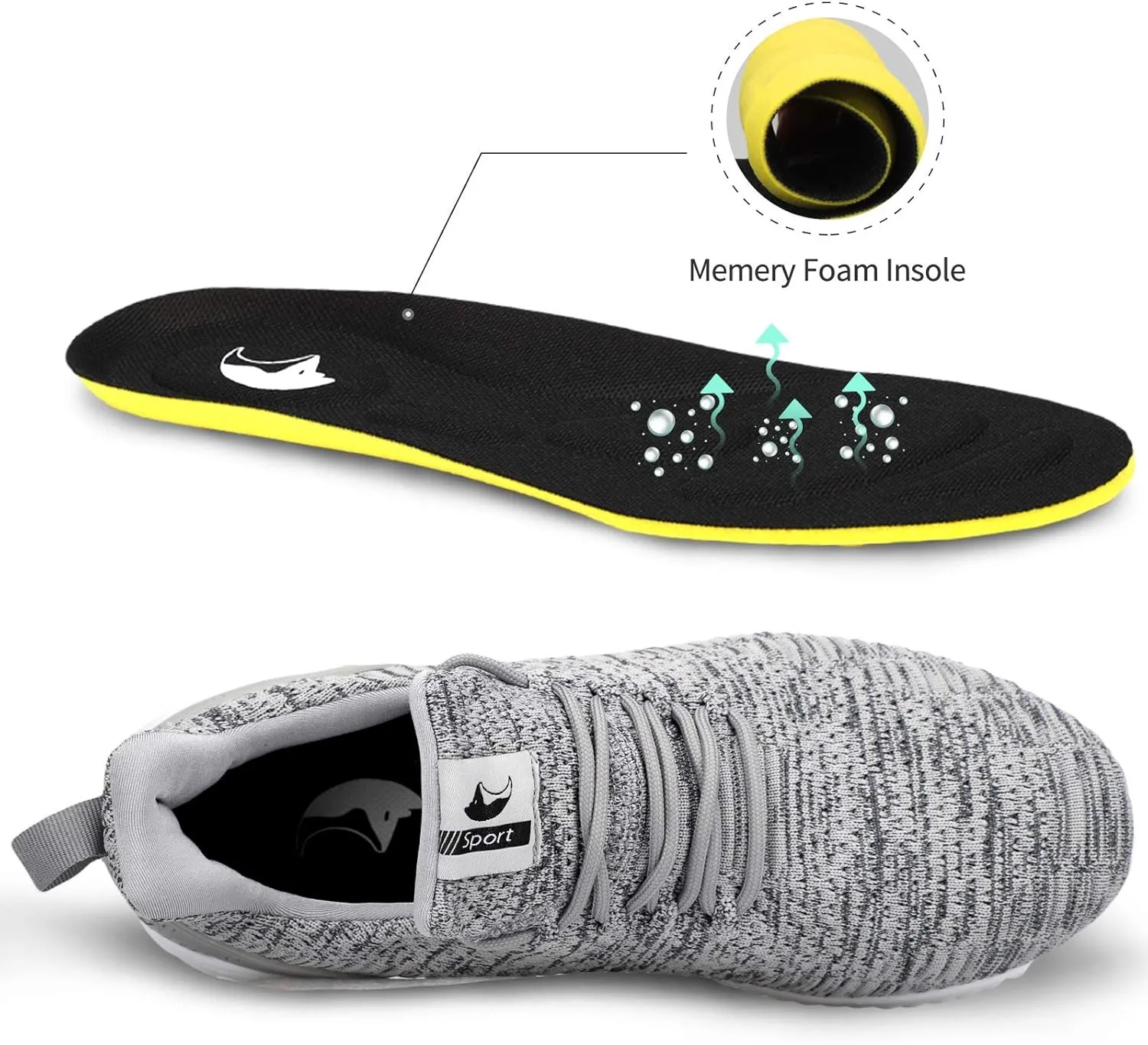 Mens Slip On Sneakers Non Slip Work Shoes Lightweight Mesh for Casual Tennis Running Walking Shoes