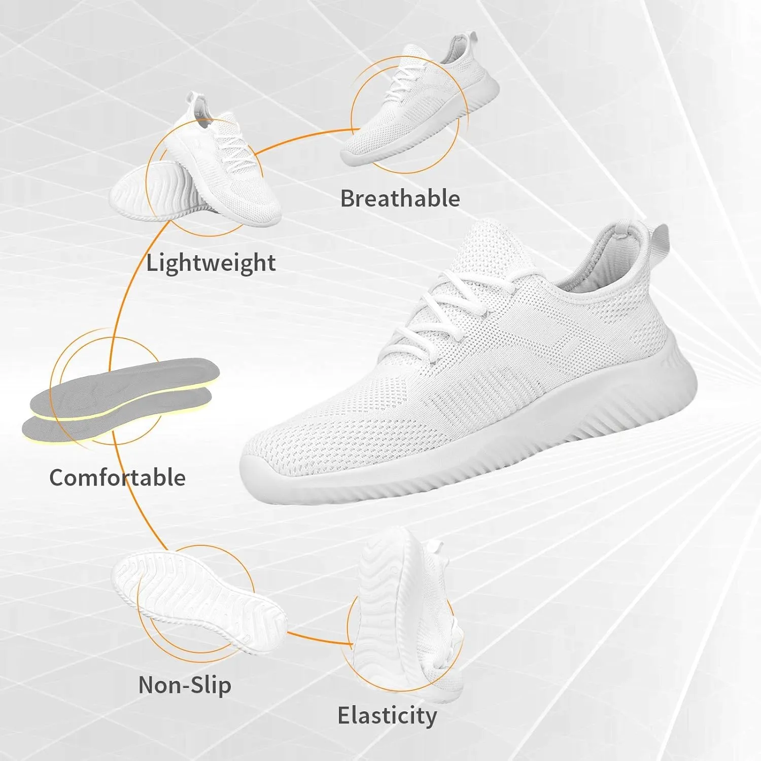 Mens Slip On Sneakers Non Slip Work Shoes Lightweight Mesh for Casual Tennis Running Walking Shoes