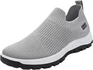 Men's Slip On Sock Shoes Breathable Mesh Sneakers Thick Bottom Non Slip Elastic Knit Sneaker Labor Work Shoes