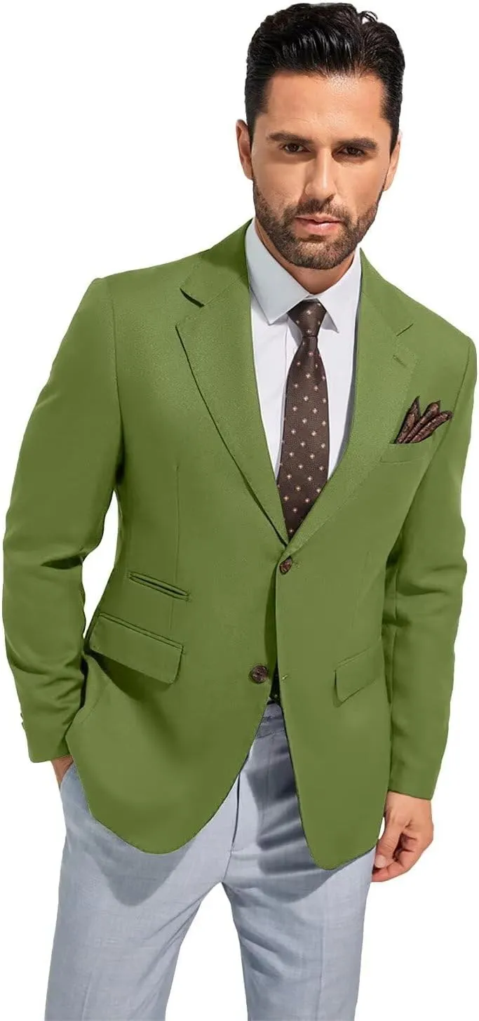 Men's Suits Slim Fit Casual Knit Blazer Sport Coats Suits Jacket Lightweight Wedding Business Party Two Buttons Men Blazer