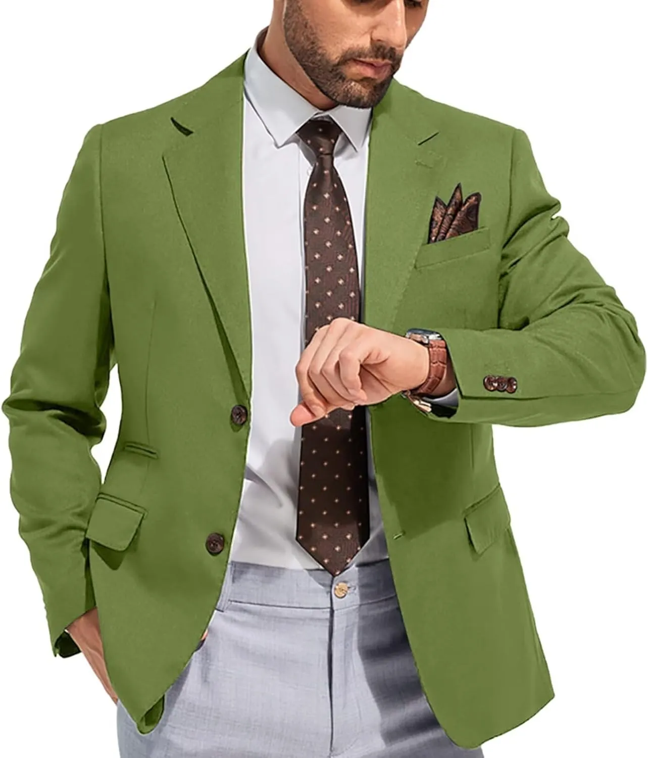 Men's Suits Slim Fit Casual Knit Blazer Sport Coats Suits Jacket Lightweight Wedding Business Party Two Buttons Men Blazer