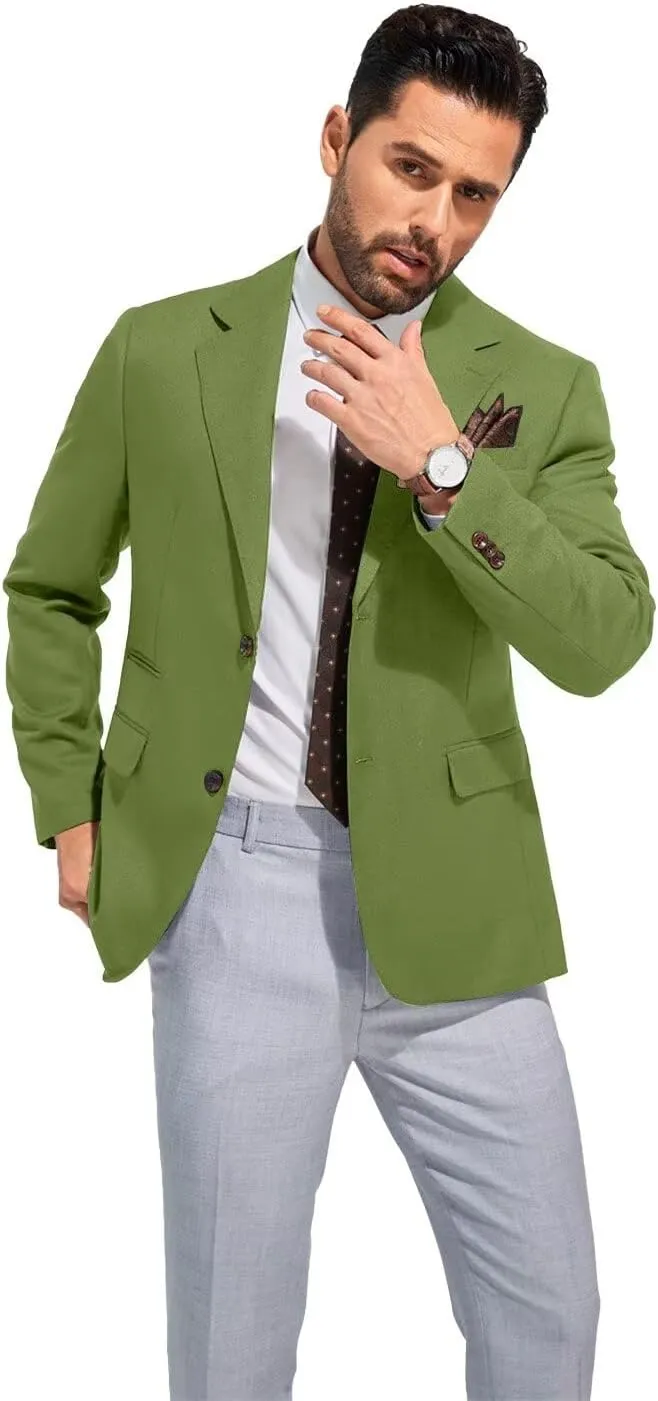 Men's Suits Slim Fit Casual Knit Blazer Sport Coats Suits Jacket Lightweight Wedding Business Party Two Buttons Men Blazer