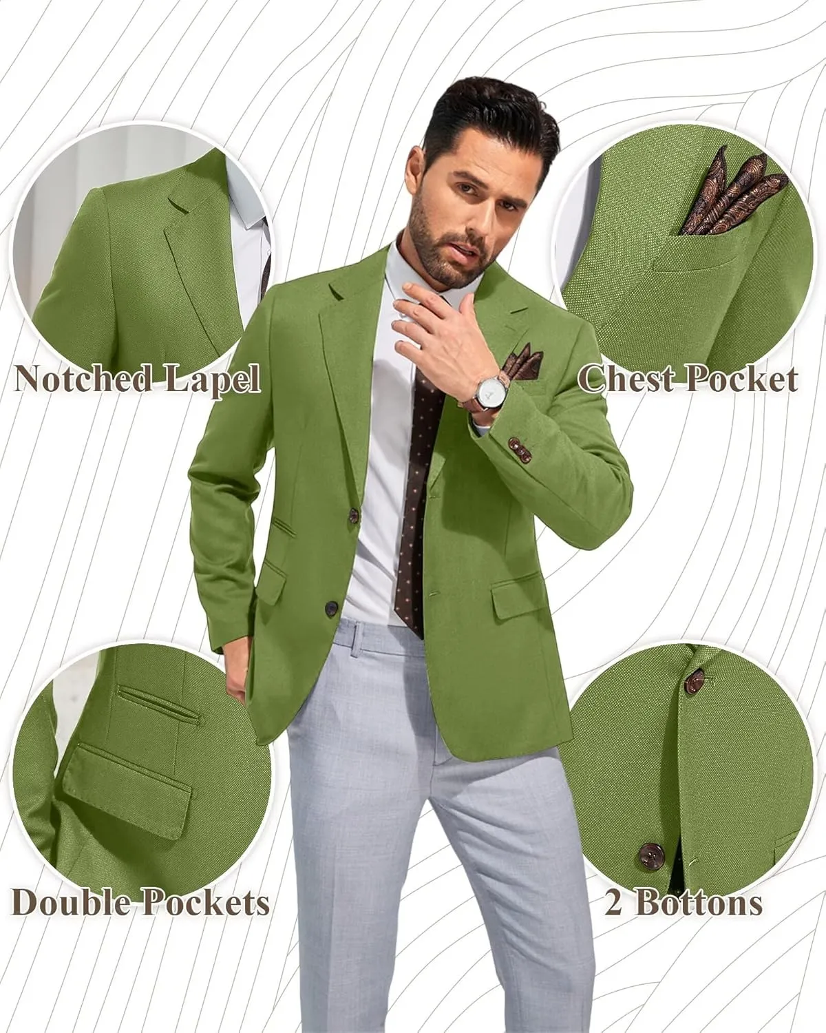 Men's Suits Slim Fit Casual Knit Blazer Sport Coats Suits Jacket Lightweight Wedding Business Party Two Buttons Men Blazer