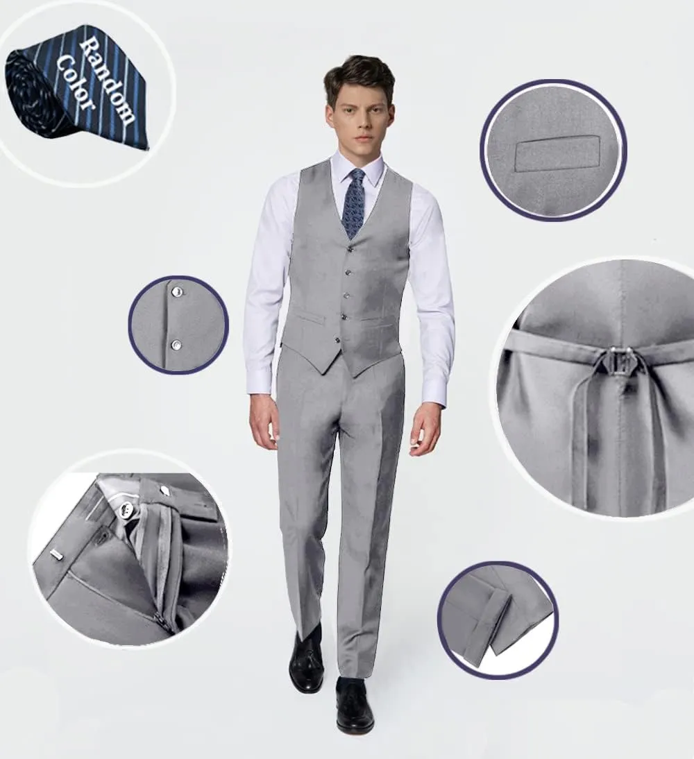 Mens Suits Vest Pants Set 2 Pieces Slim Fit Wedding Groomsmen Suit for Men Formal