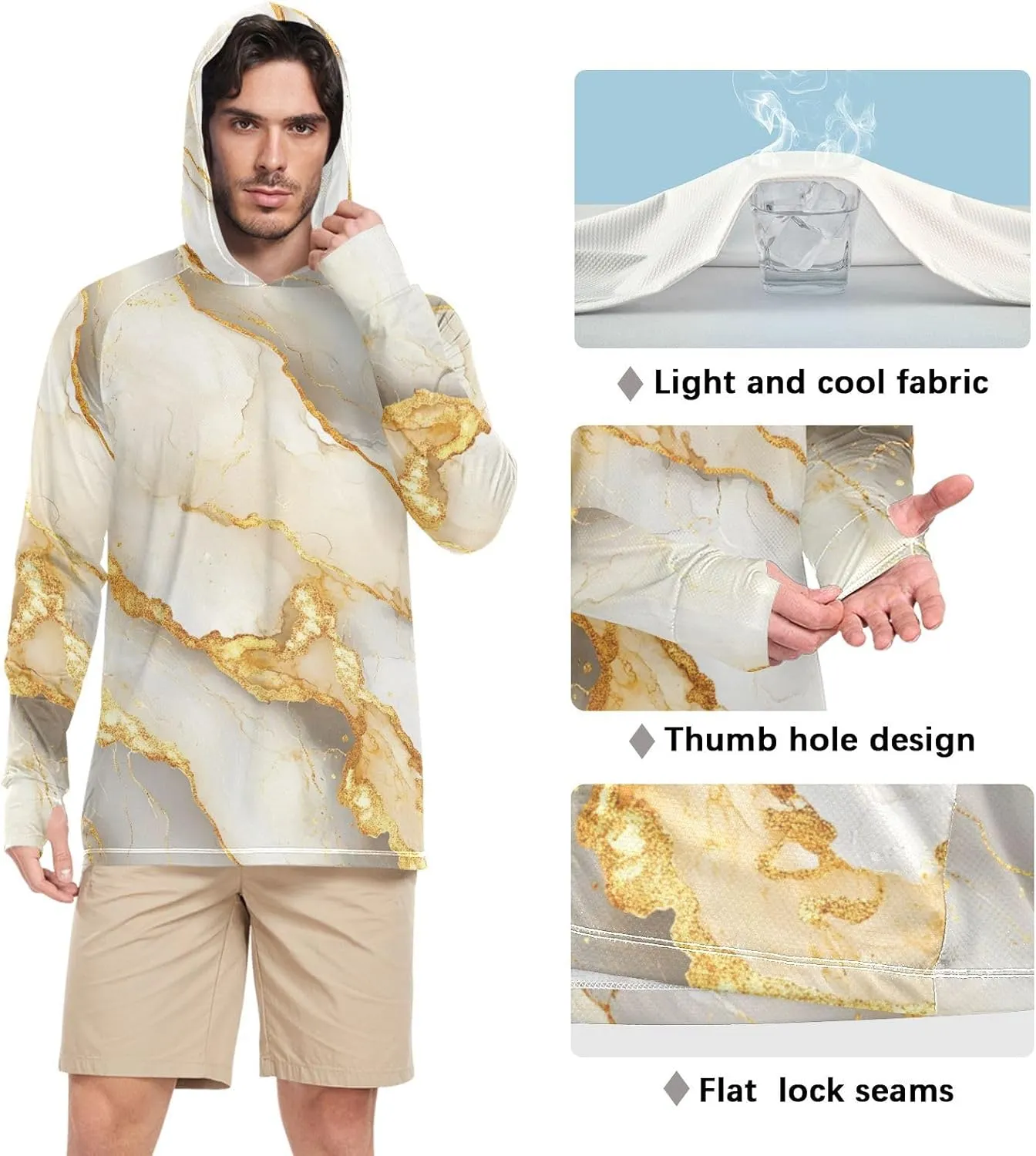 Mens Sun Protection Hoodie Long Sleeve Quick Dry UPF 50  Cooling Hoodies