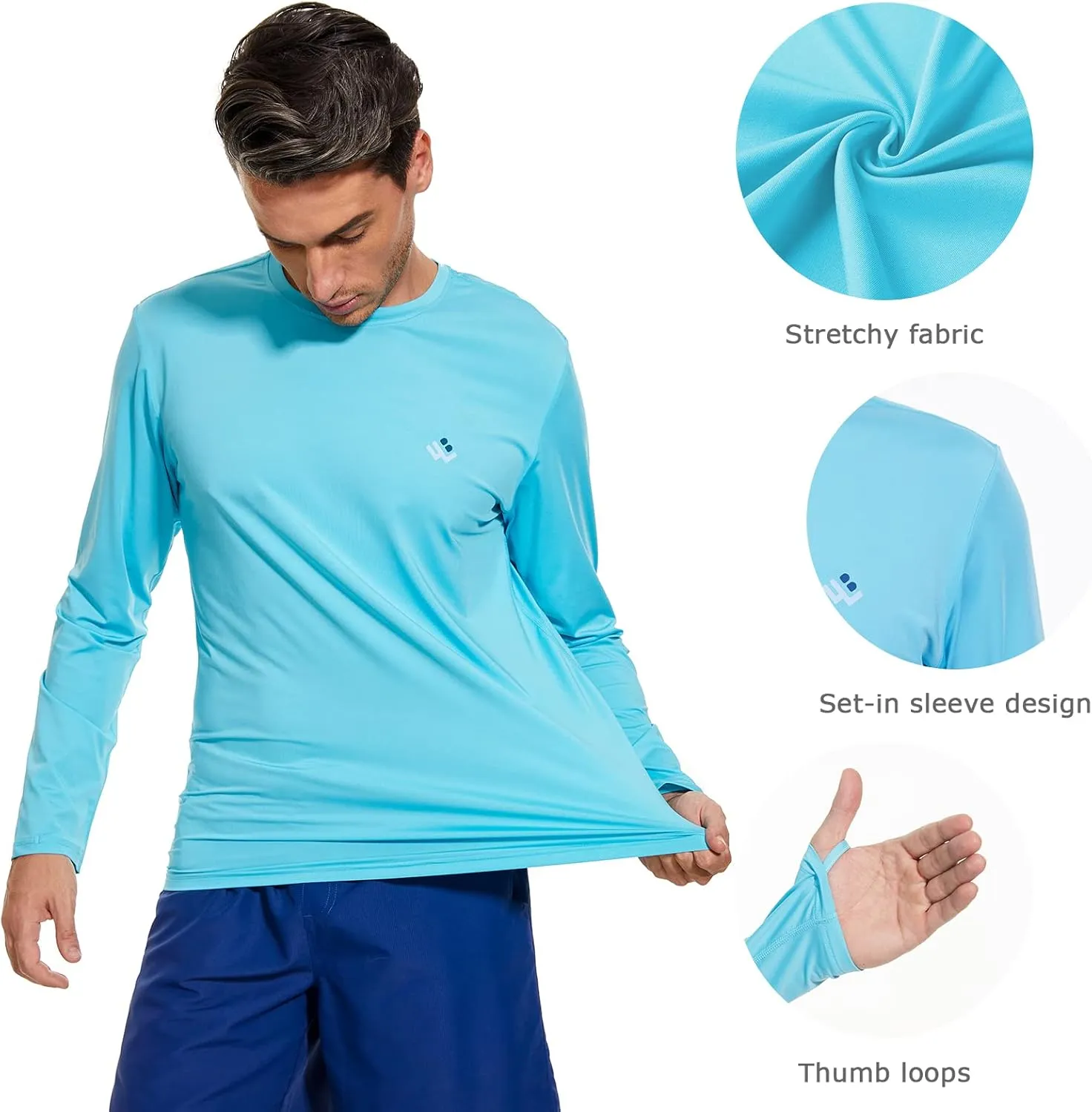 Men’s UPF 50  Lightweight Long Sleeve Casual T-Shirt Quick Dry UV Sun Protection for Outdoor Beach Hiking Fishing Exercise