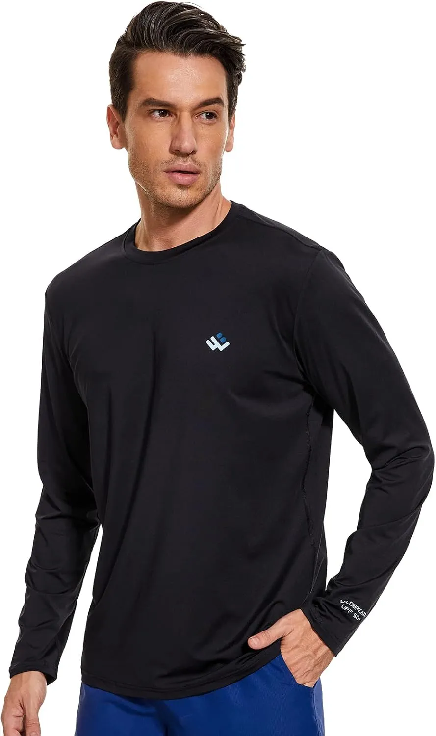 Men’s UPF 50  Lightweight Long Sleeve Casual T-Shirt Quick Dry UV Sun Protection for Outdoor Beach Hiking Fishing Exercise
