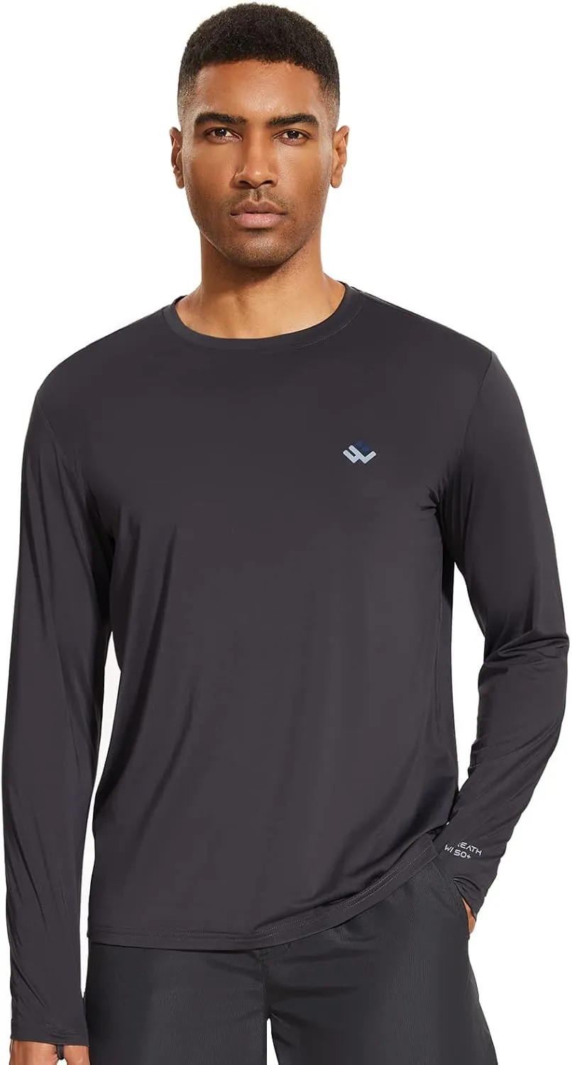 Men’s UPF 50  Lightweight Long Sleeve Casual T-Shirt Quick Dry UV Sun Protection for Outdoor Beach Hiking Fishing Exercise