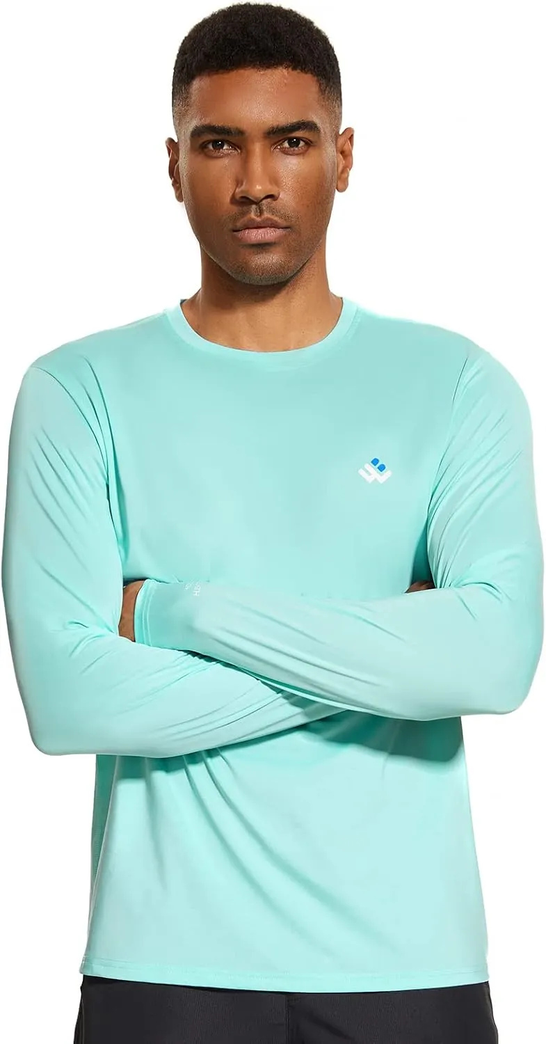 Men’s UPF 50  Lightweight Long Sleeve Casual T-Shirt Quick Dry UV Sun Protection for Outdoor Beach Hiking Fishing Exercise