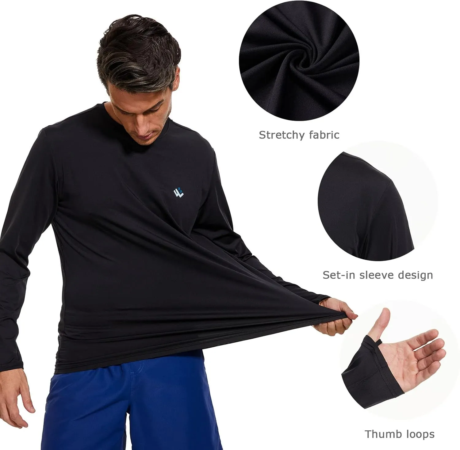 Men’s UPF 50  Lightweight Long Sleeve Casual T-Shirt Quick Dry UV Sun Protection for Outdoor Beach Hiking Fishing Exercise