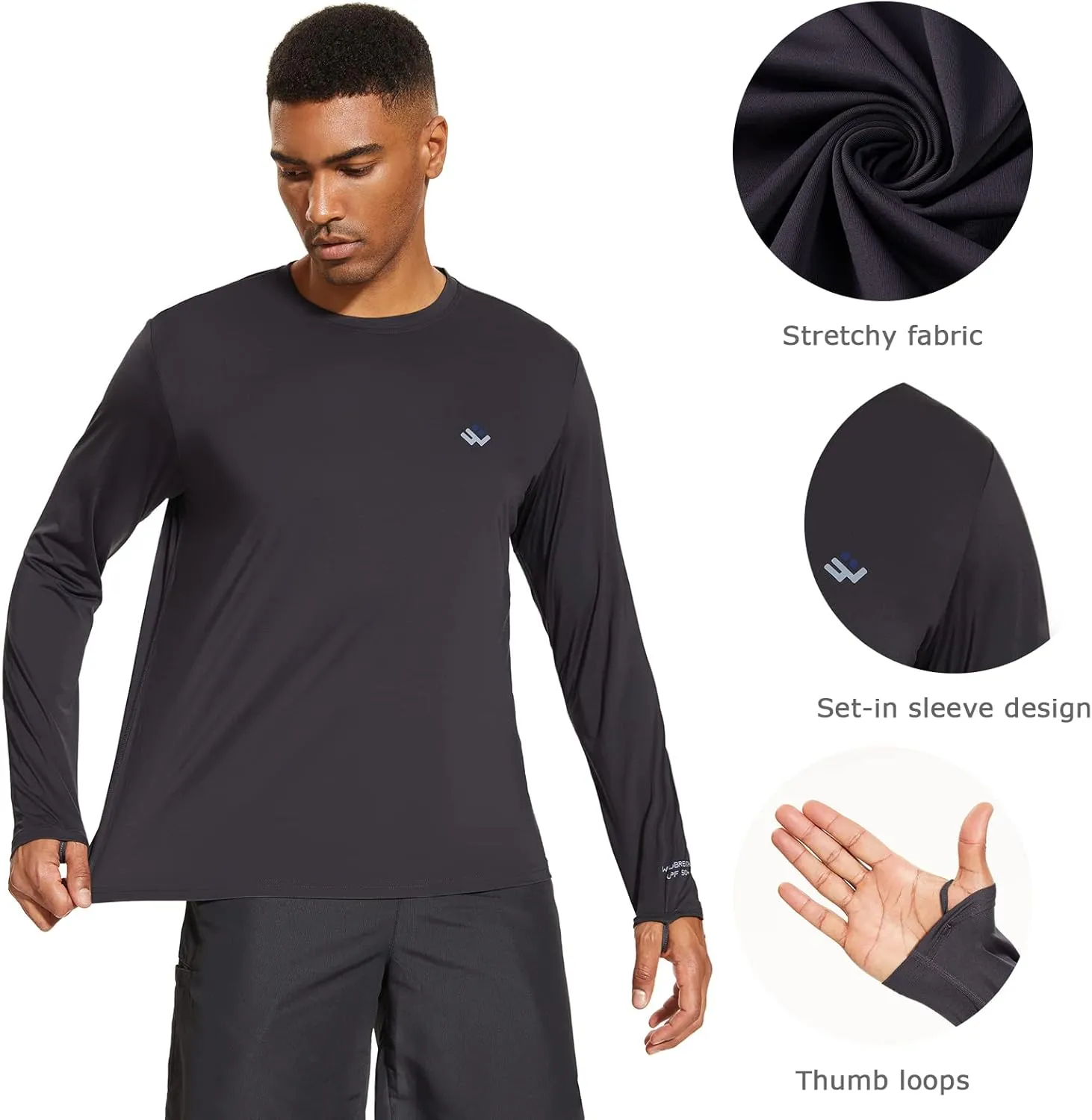 Men’s UPF 50  Lightweight Long Sleeve Casual T-Shirt Quick Dry UV Sun Protection for Outdoor Beach Hiking Fishing Exercise
