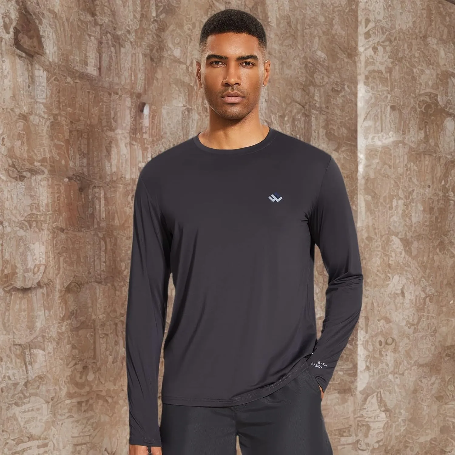 Men’s UPF 50  Lightweight Long Sleeve Casual T-Shirt Quick Dry UV Sun Protection for Outdoor Beach Hiking Fishing Exercise