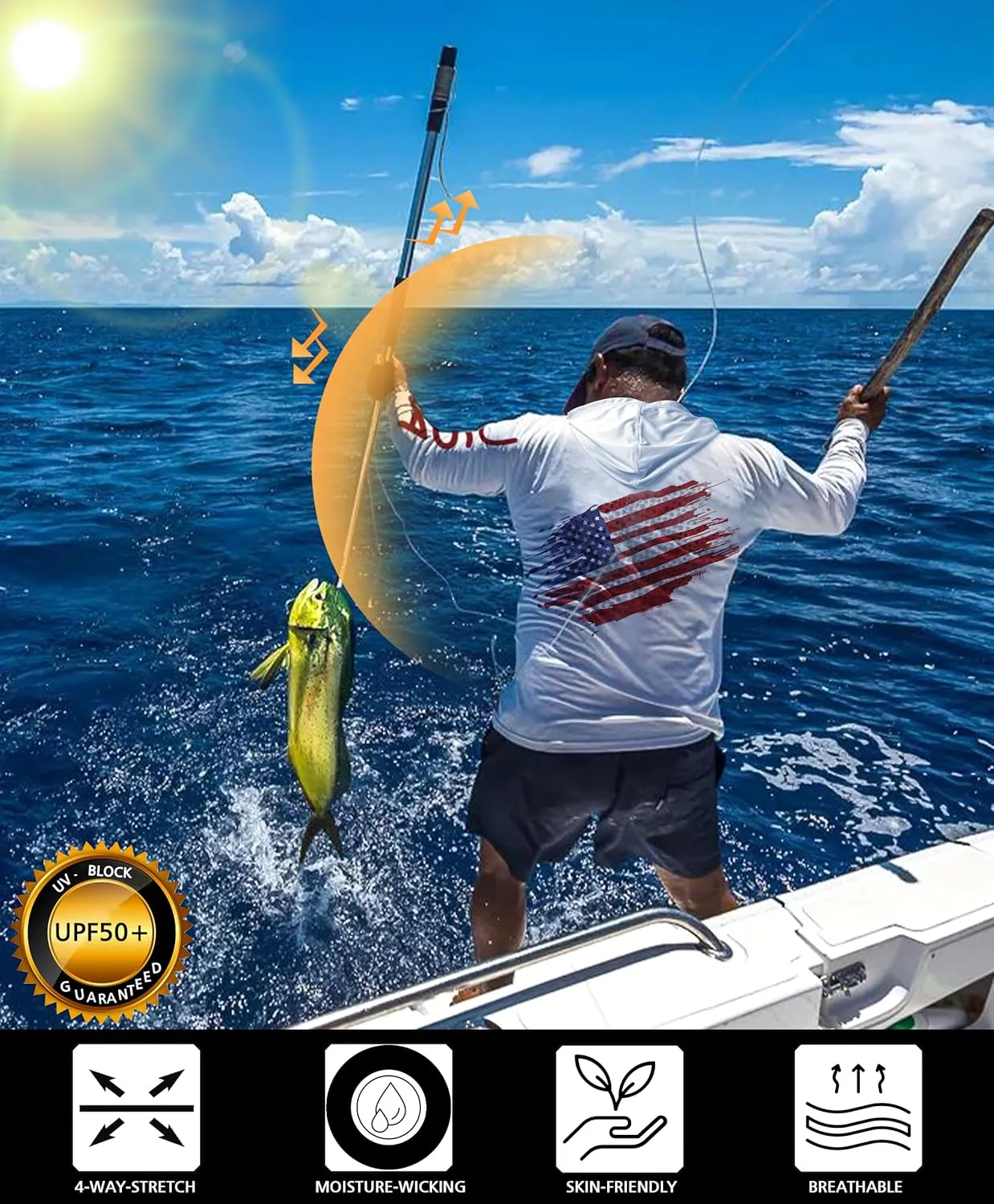 Men's UPF 50  Sun Protection Hoodie Shirt Long Sleeve SPF Fishing Outdoor UV Hiking Lightweight Shirts