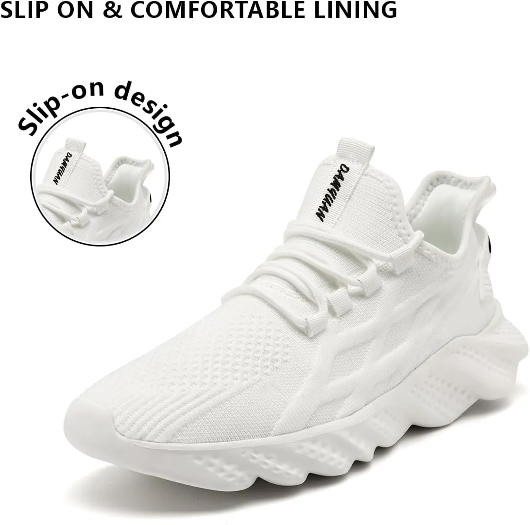 Mens Walking Shoes Running Trainers Sneakes Athletic Gym Fitness Sport Shoes Non Slip Breathable Mesh Comfortable Workout Fashion Slip On