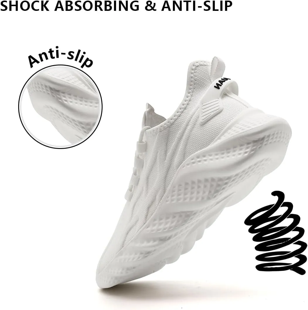 Mens Walking Shoes Running Trainers Sneakes Athletic Gym Fitness Sport Shoes Non Slip Breathable Mesh Comfortable Workout Fashion Slip On