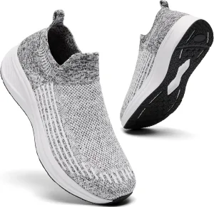 Mens Wide Slip On Walking Shoes Lightweight Breathable Comfortable Socks Shoes Fashion Non Slip Sneakers for Men
