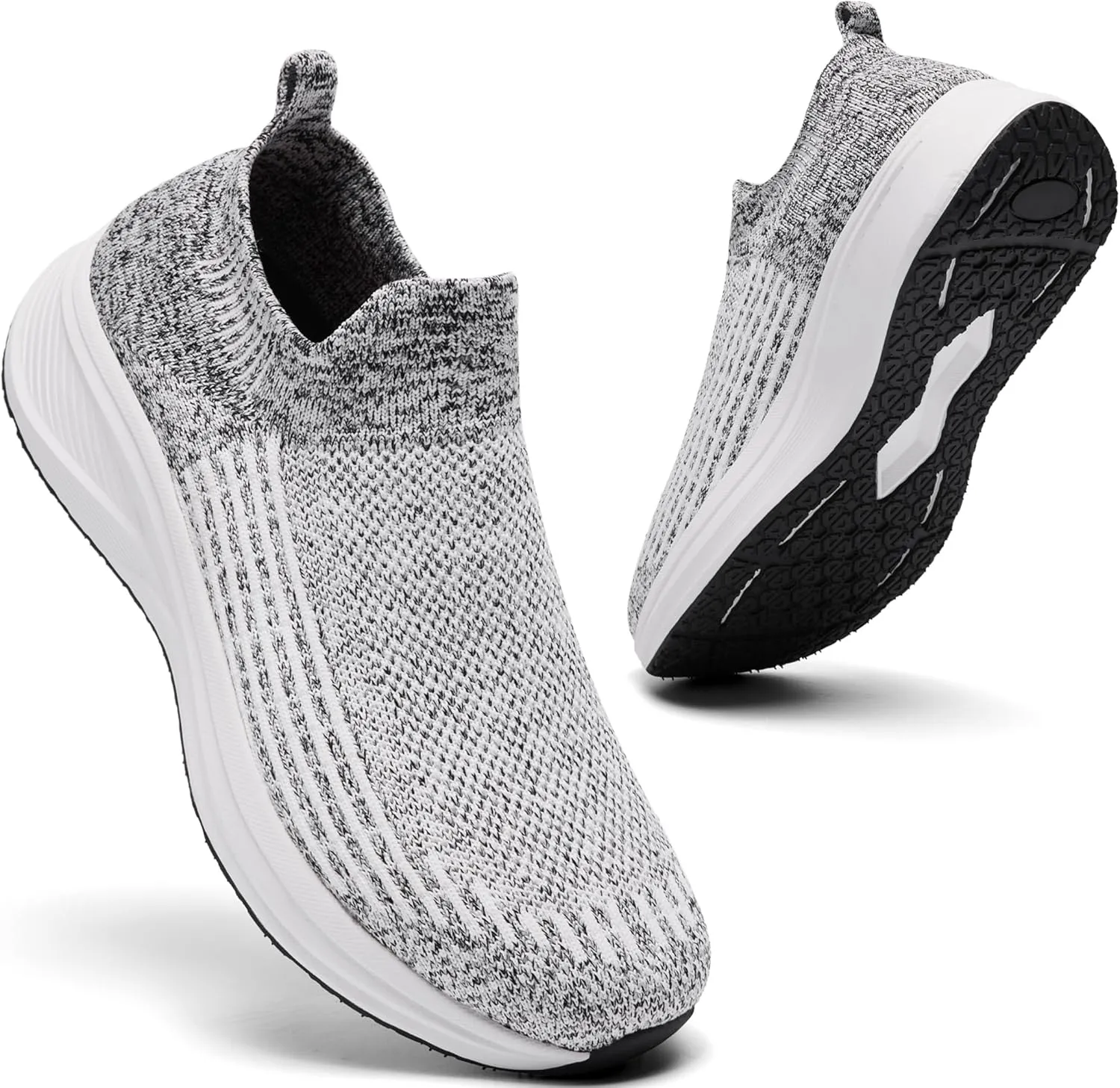 Mens Wide Slip On Walking Shoes Lightweight Breathable Comfortable Socks Shoes Fashion Non Slip Sneakers for Men