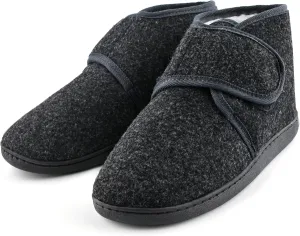 Mens Winter Warm Fuzzy Cozy Memory Foam Hook & Loop House Shoes Diabetic Arthritis Edema Swollen Indoor Outdoor Comfortable Adjustable Bootie Slippers