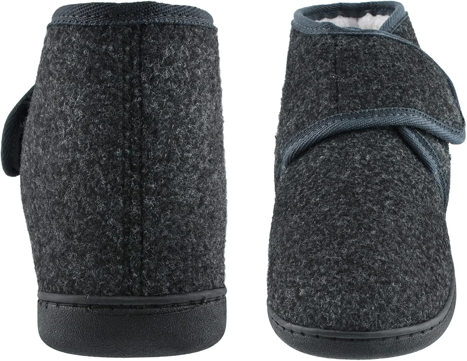 Mens Winter Warm Fuzzy Cozy Memory Foam Hook & Loop House Shoes Diabetic Arthritis Edema Swollen Indoor Outdoor Comfortable Adjustable Bootie Slippers