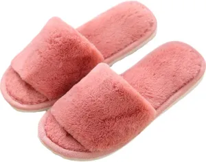 Men's Women's Fuzzy Slippers Classic Fluffy Soft Plush Open Toe Memory Foam Comfy Warm Durable House Slippers Cozy Faux Fur Couple Slides Anti-Skid Indoor Outdoor Home Bedroom