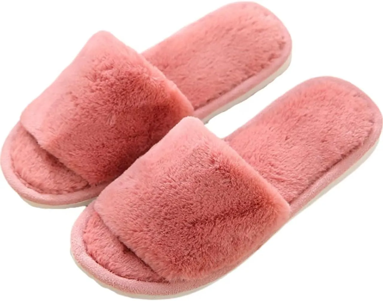 Men's Women's Fuzzy Slippers Classic Fluffy Soft Plush Open Toe Memory Foam Comfy Warm Durable House Slippers Cozy Faux Fur Couple Slides Anti-Skid Indoor Outdoor Home Bedroom