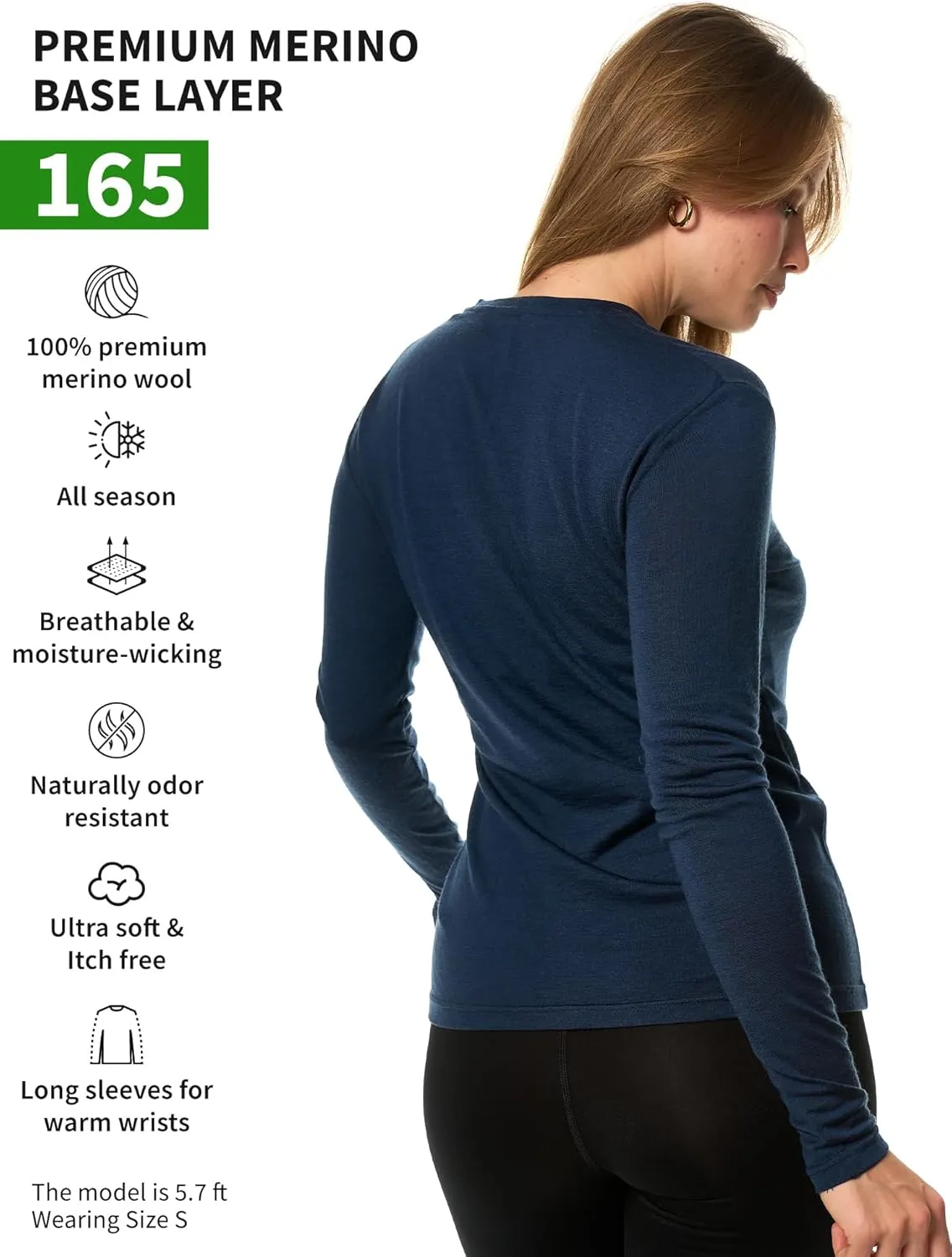 Merino.tech Merino Wool Base Layer Women - 100% Merino Wool Heavyweight, Midweight, Lite Long Sleeve Thermal Shirt and Socks