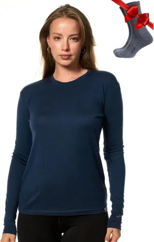 Merino.tech Merino Wool Base Layer Women - 100% Merino Wool Heavyweight, Midweight, Lite Long Sleeve Thermal Shirt and Socks