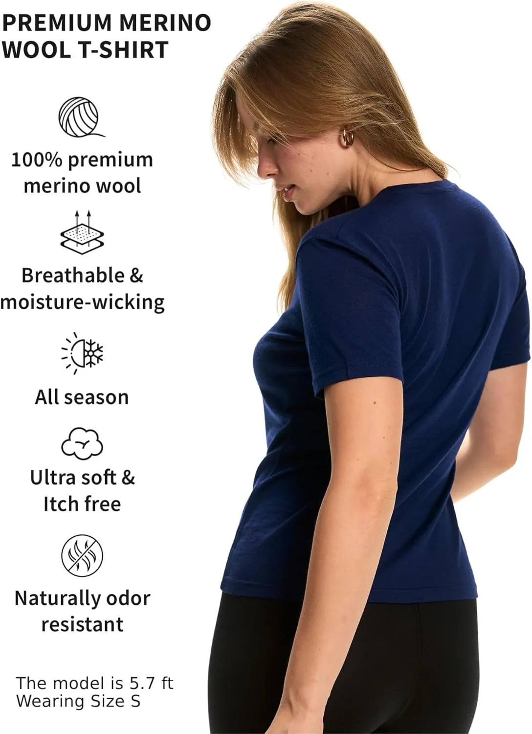 Merino.tech Merino Wool Shirt Women - 100% Merino Wool Base Layer Women Short Sleeve Tee