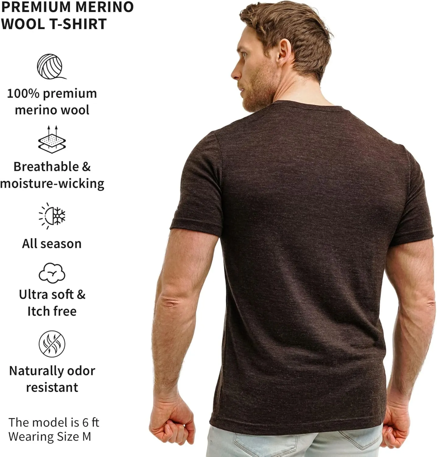 Merino.tech Merino Wool T-Shirt Mens - 100% Merino Wool Undershirt Lightweight Base Layer