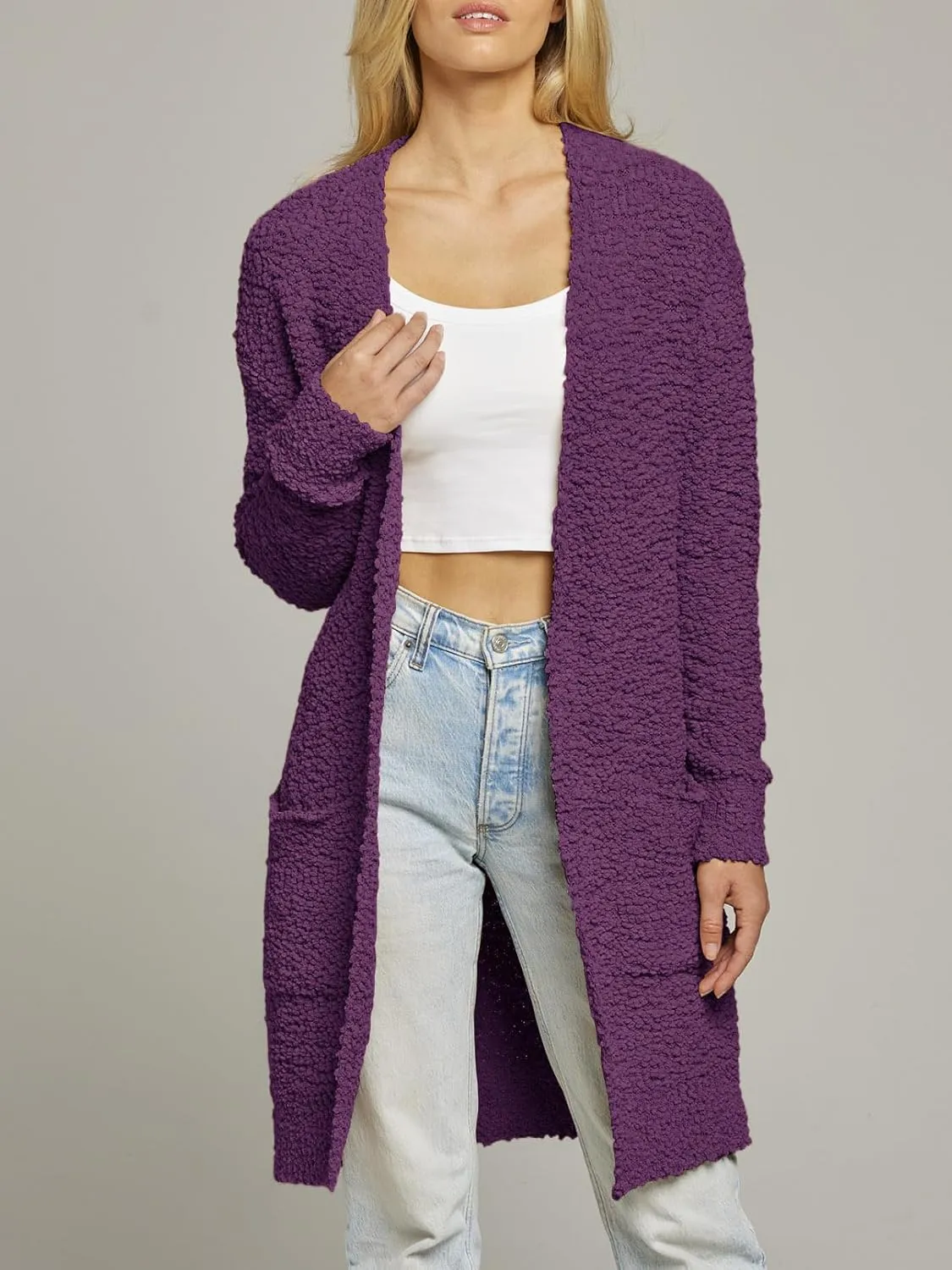 MEROKEETY Women's Long Sleeve Soft Chunky Knit Sweater Open Front Cardigans Outwear Coat