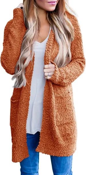 MEROKEETY Women's Long Sleeve Soft Chunky Knit Sweater Open Front Cardigans Outwear Coat