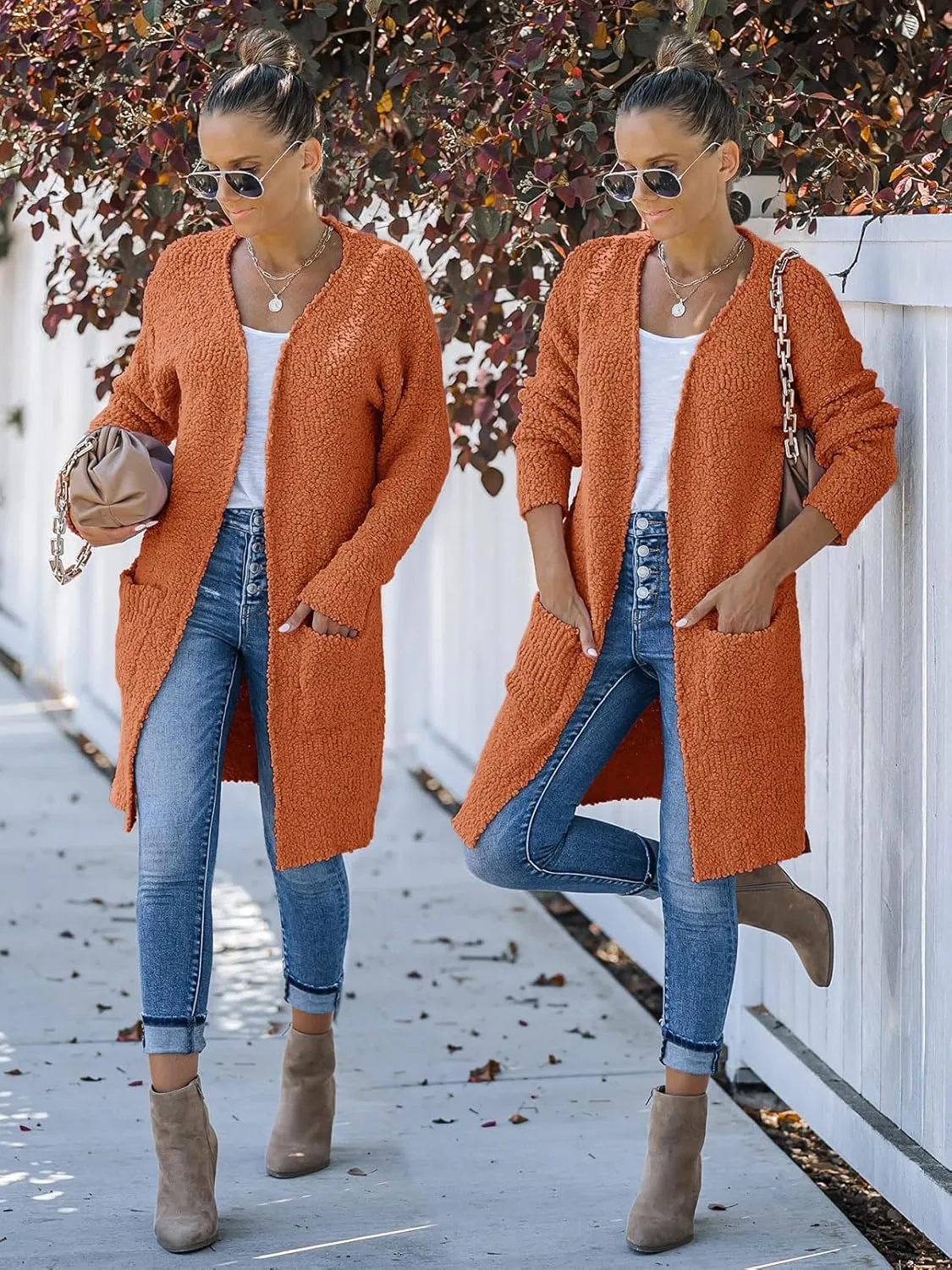 MEROKEETY Women's Long Sleeve Soft Chunky Knit Sweater Open Front Cardigans Outwear Coat