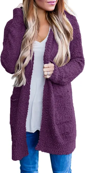 MEROKEETY Women's Long Sleeve Soft Chunky Knit Sweater Open Front Cardigans Outwear Coat