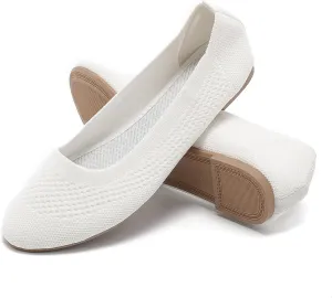 Mesh Knit Ballet Flat Shoes for Women, Classic Round Toe Flats Foldable, Ladies Ballerina Walking Dress Shoes, Slip on Machine Washable Lightweight Loafers Flats