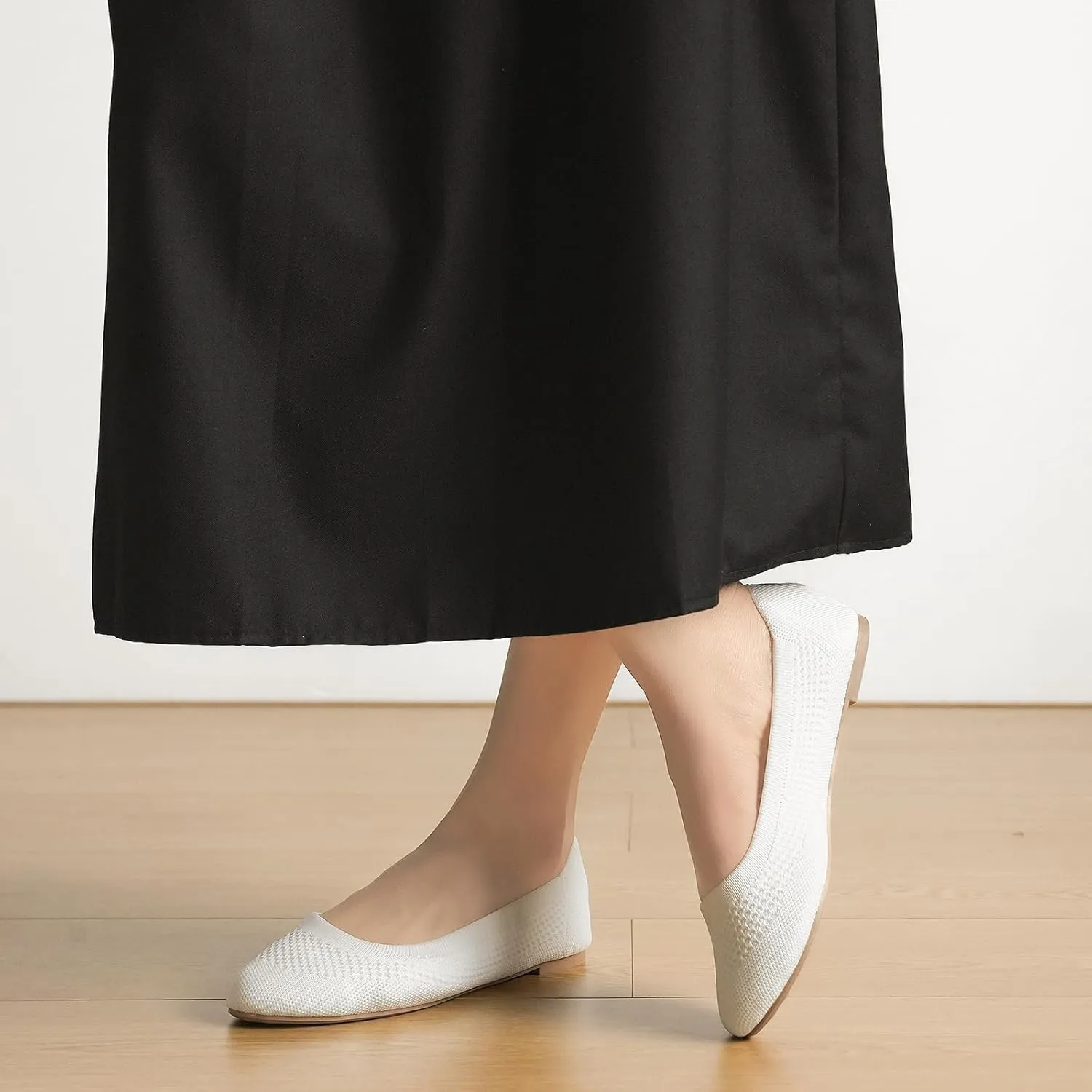 Mesh Knit Ballet Flat Shoes for Women, Classic Round Toe Flats Foldable, Ladies Ballerina Walking Dress Shoes, Slip on Machine Washable Lightweight Loafers Flats